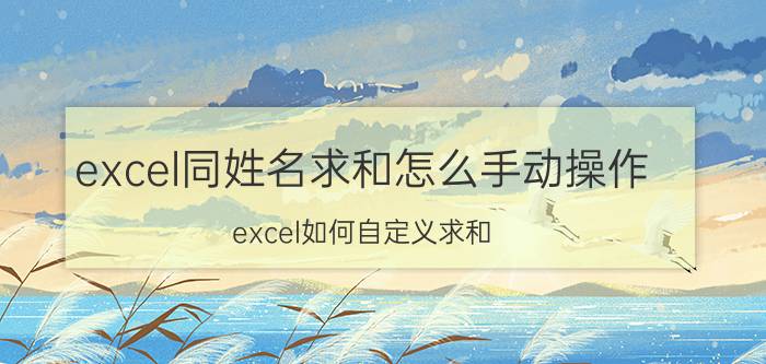 excel同姓名求和怎么手动操作 excel如何自定义求和？